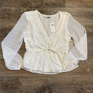 Abercrombie & Fitch Cream Sheer Blouse